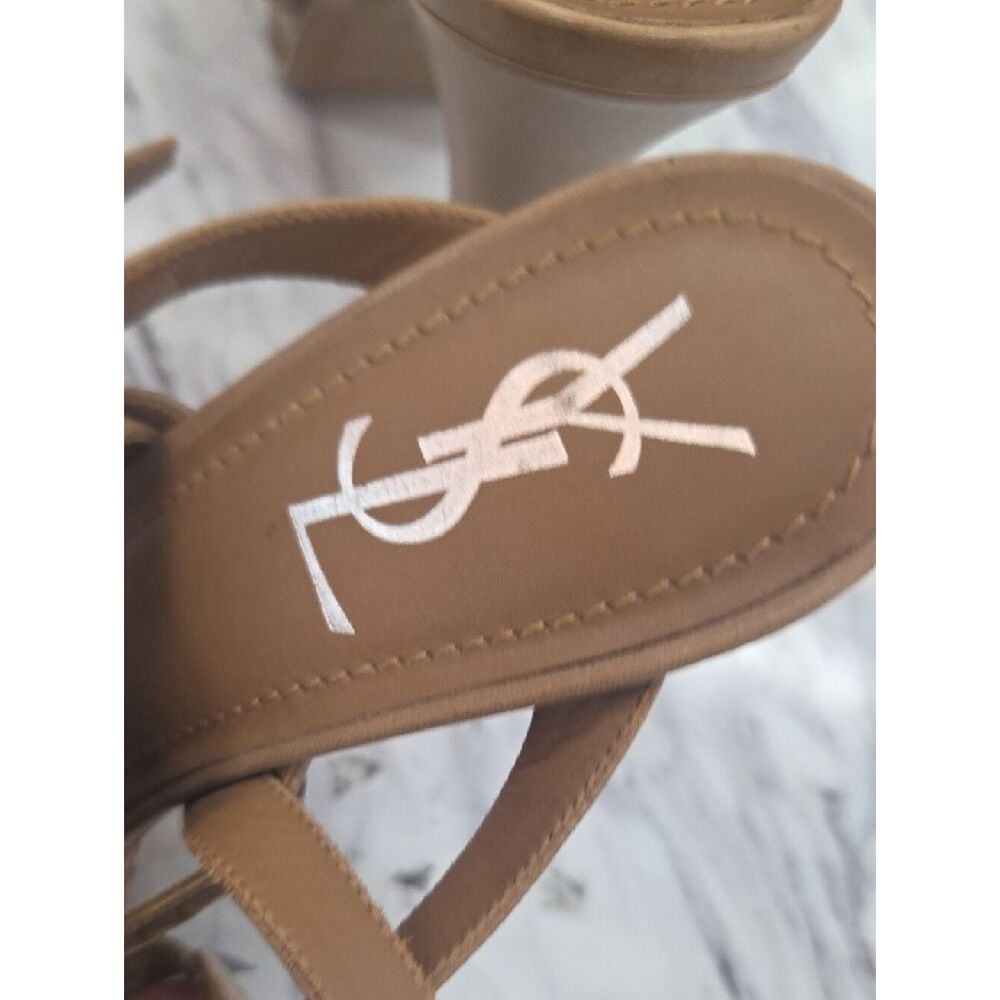 Yves Saint Laurent Tan Multi-Strap Platform Slingback Heels - Picture 14 of 15